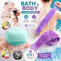 Silicone Bath Brush & Back Scrubber Set – Deep Cleansing & Gentle Body Care (Random Color)