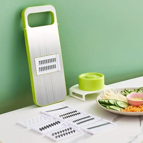 5-in-1 Vegetable Cutter & Mandoline Slicer – Stainless Steel Multi-Blade Food Chopper & Grater