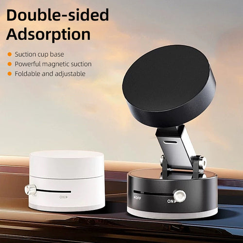 Universal Magnetic Vacuum Suction Phone Holder – 360° Swivel Folding Stand for Mobile Phones