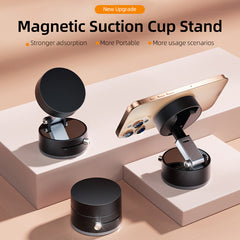 Universal Magnetic Vacuum Suction Phone Holder – 360° Swivel Folding Stand for Mobile Phones