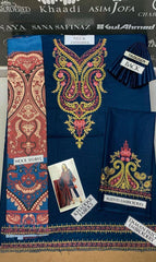 3 Pcs Women's Unstitched Khaddar Embroidered Suit
