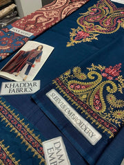 3 Pcs Women's Unstitched Khaddar Embroidered Suit