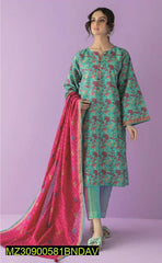 3 Pcs Women's Unstitched Khaddar Printed Suit